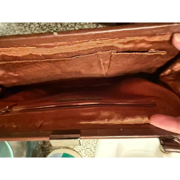 Nicole Miller Collection Vintage Brown Woven Diamond Pattern Envelope Clutch EUC - Picture 5 of 8